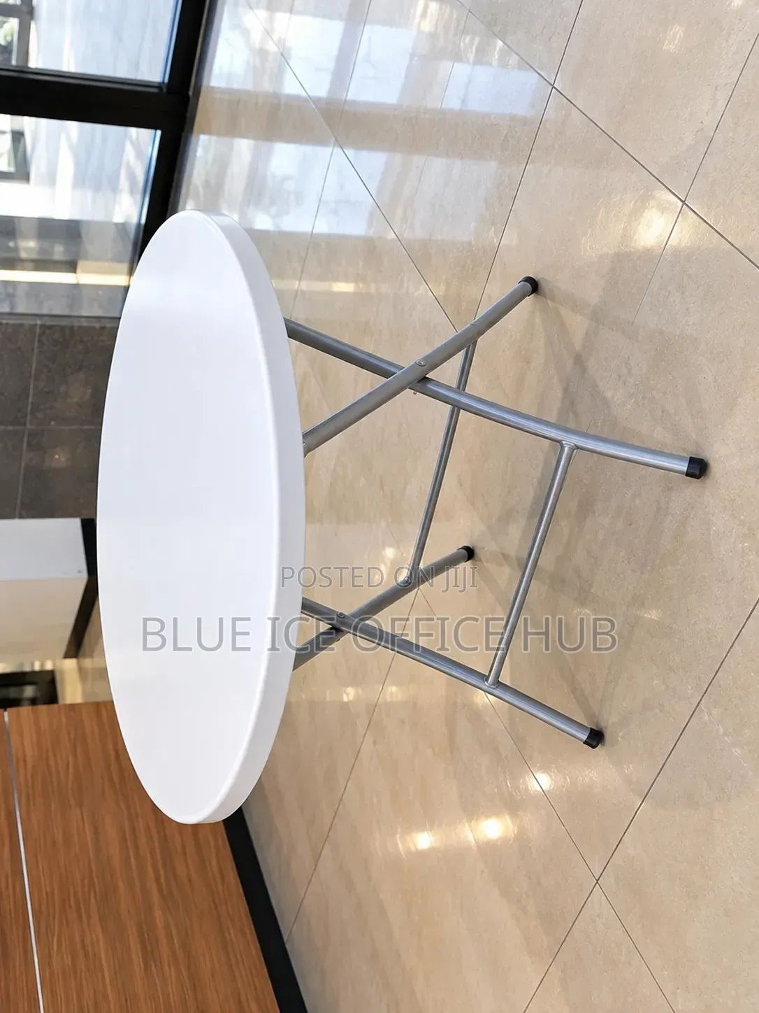 Round Folding Table White Portable Office Table.