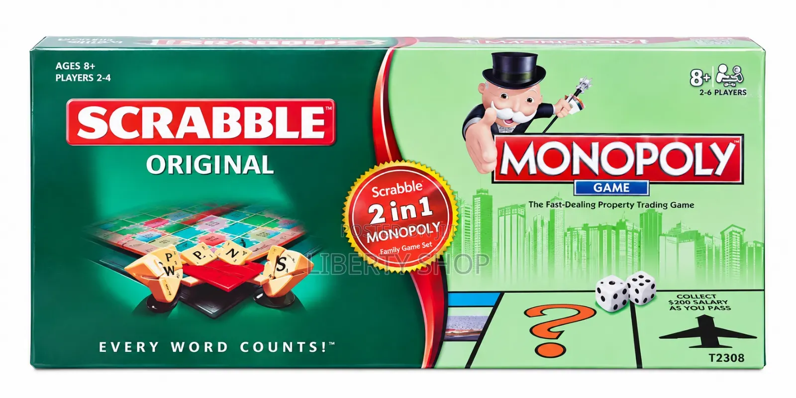 2-in-1 Scrabble and Monopoly Board Game – Family Word & Property Tradi