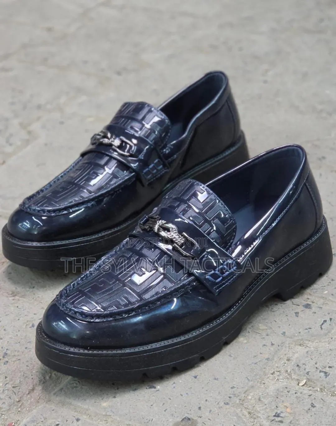 *Wet Look Fernando Slip-on Loafers With Chunky Lug