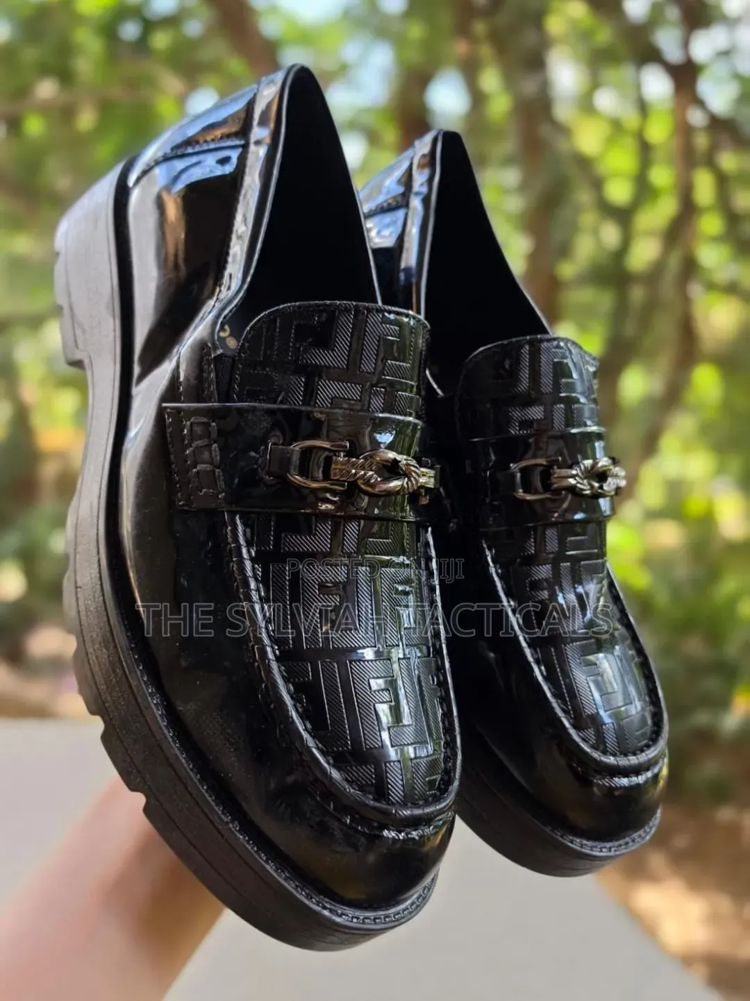 *Wet Look Fernando Slip-on Loafers With Chunky Lug