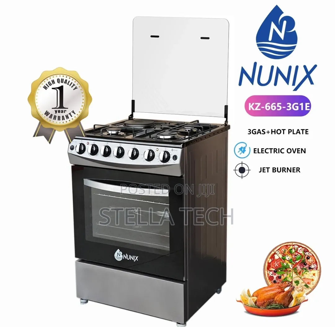 🔥new Model Nunix Big 60×65 3+1 Freestanding Cooker With Electric Oven