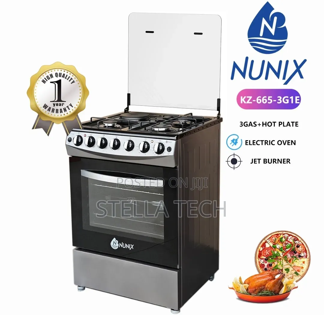 🔥new Model Nunix Big 60×65 3+1 Freestanding Cooker With Electric Oven