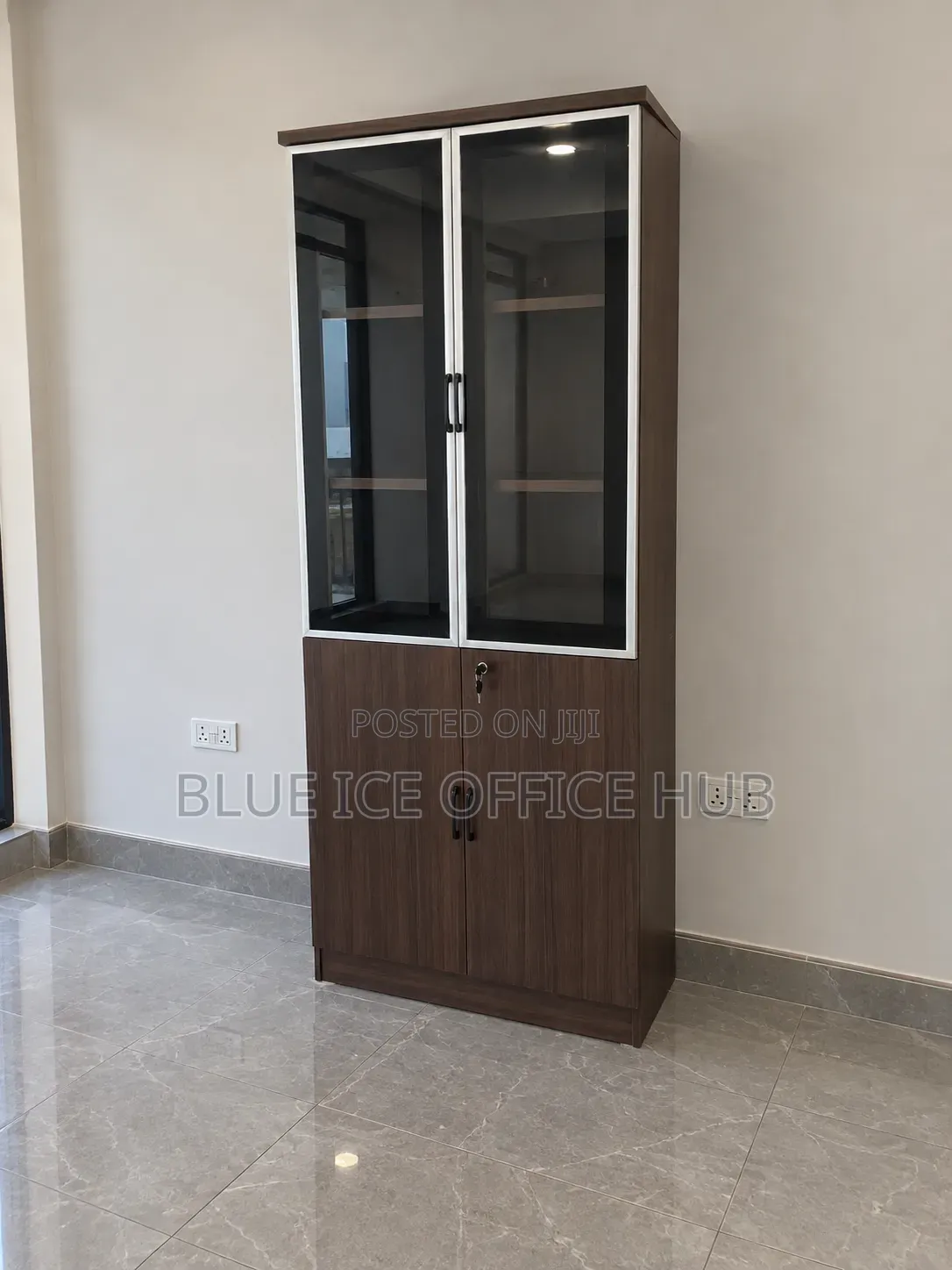 Office Cabinet With Glass Doors – Wooden Storage Cupboard Kenya.