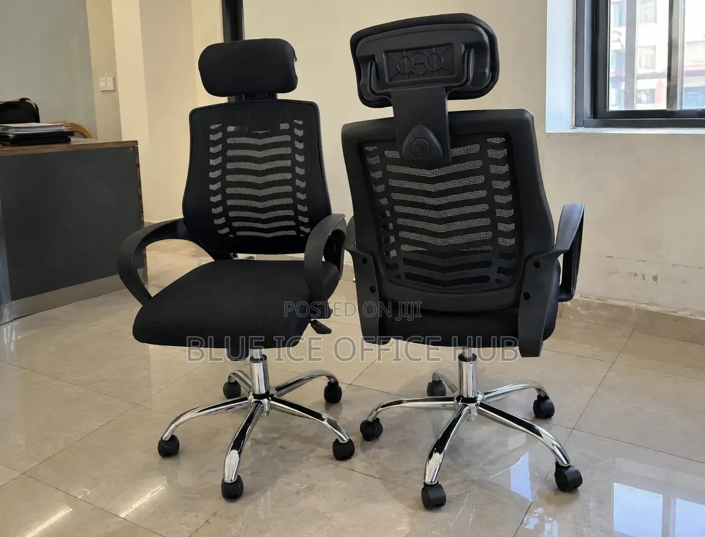 Black Mesh Office Chair With Headrest – Swivel Computer Chair Kenya.