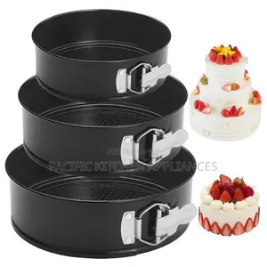 Set of 3 Non-Stick, Durable Cake Pans With Removable Bottoms