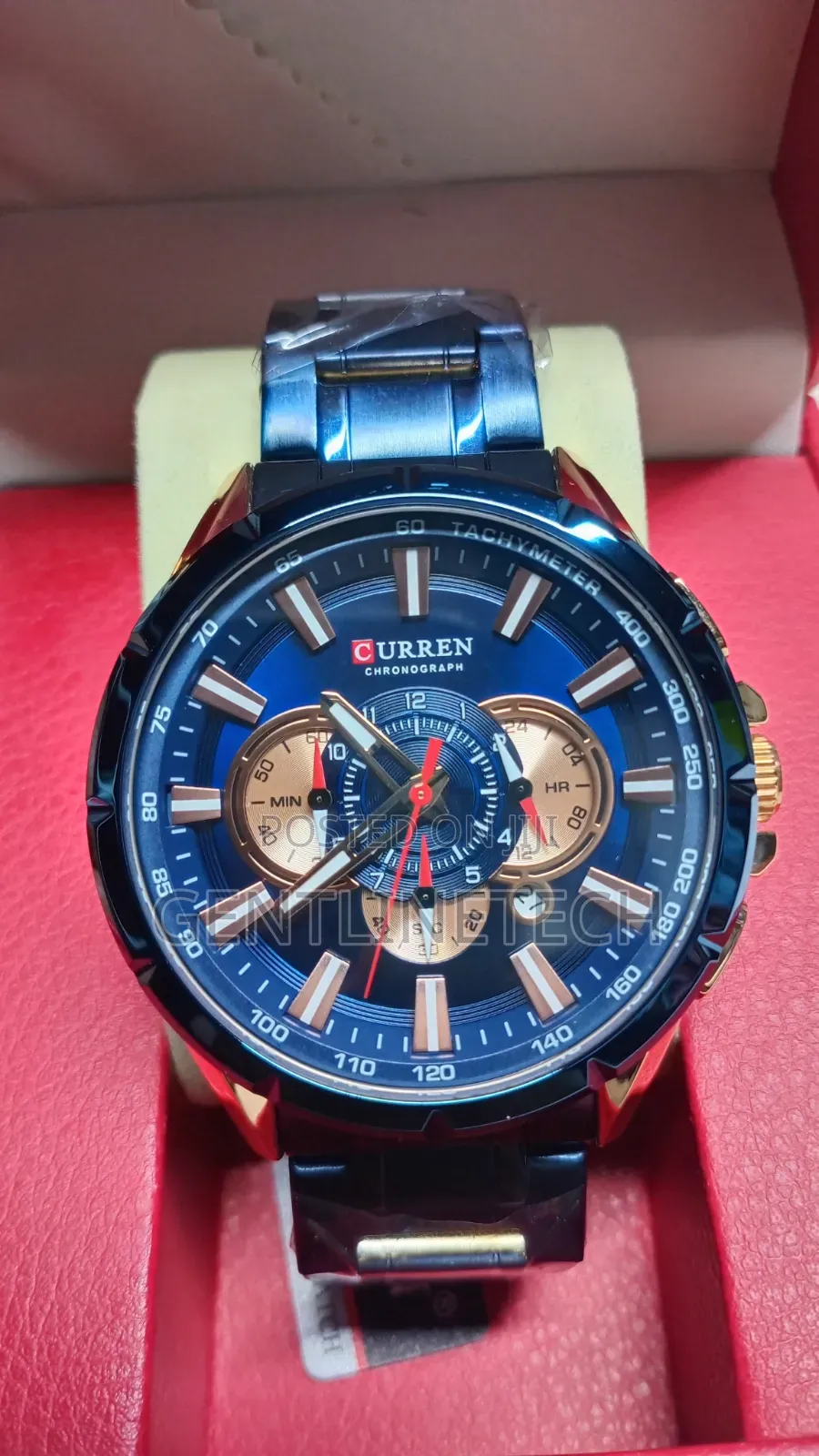 Curren Chronograph Watch (Blue and Rose Gold )