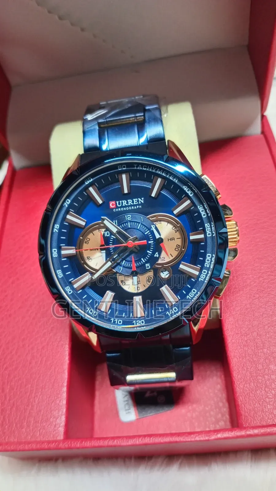 Curren Chronograph Watch (Blue and Rose Gold )