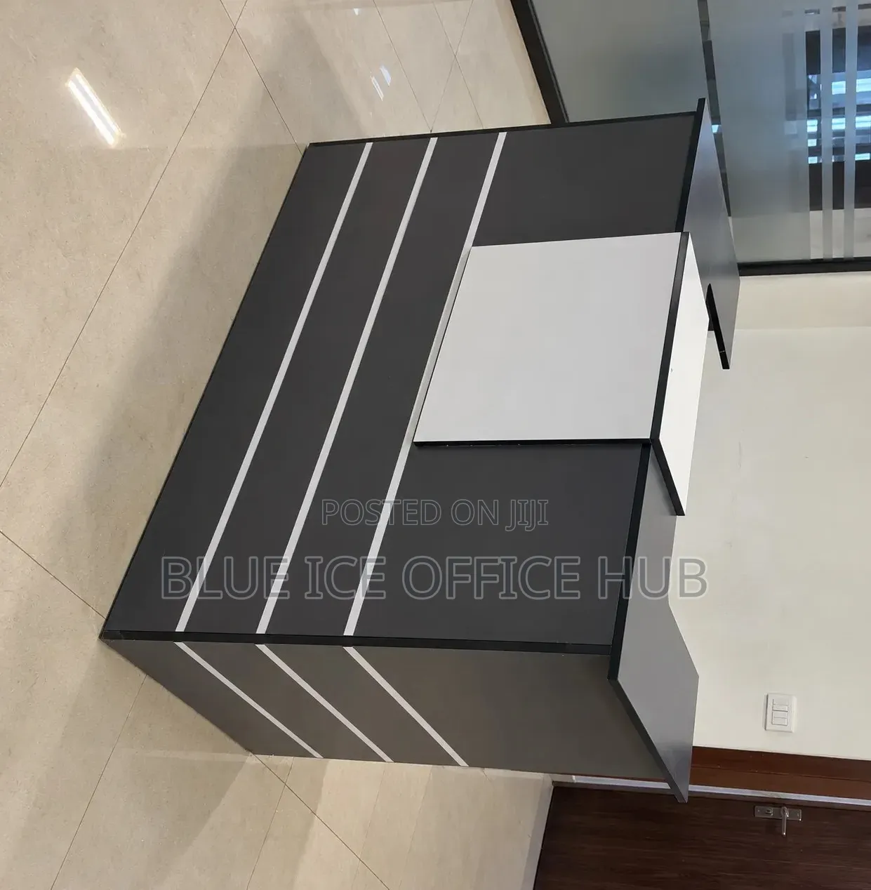 White and Grey Reception Desk – Modern Office Reception Counter