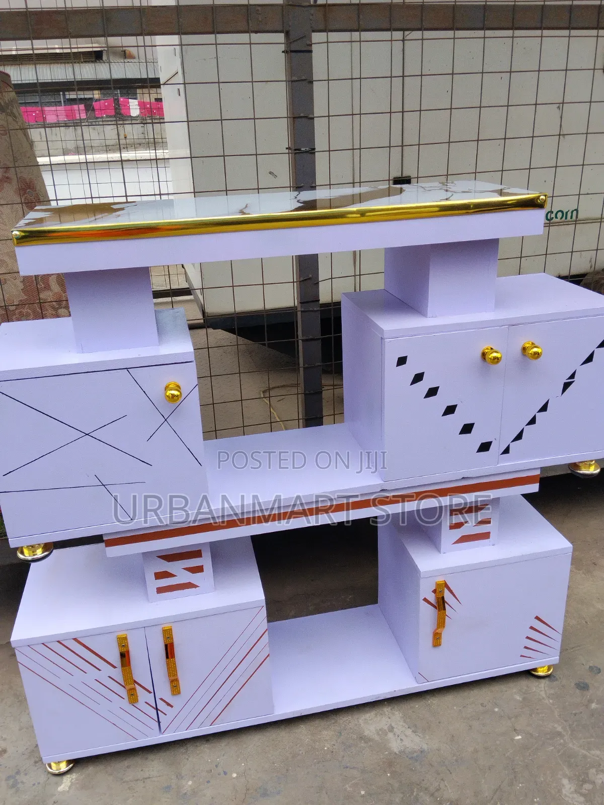 Istanbul 4ft White Marble Finish TV Stand