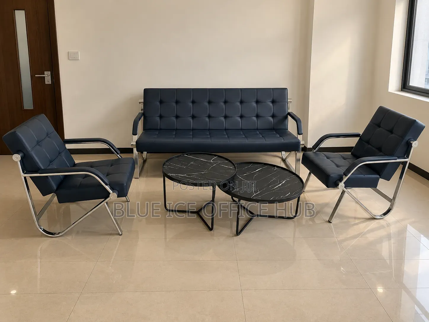Office Sofa Set With Coffee Tables – Black Reception Furniture