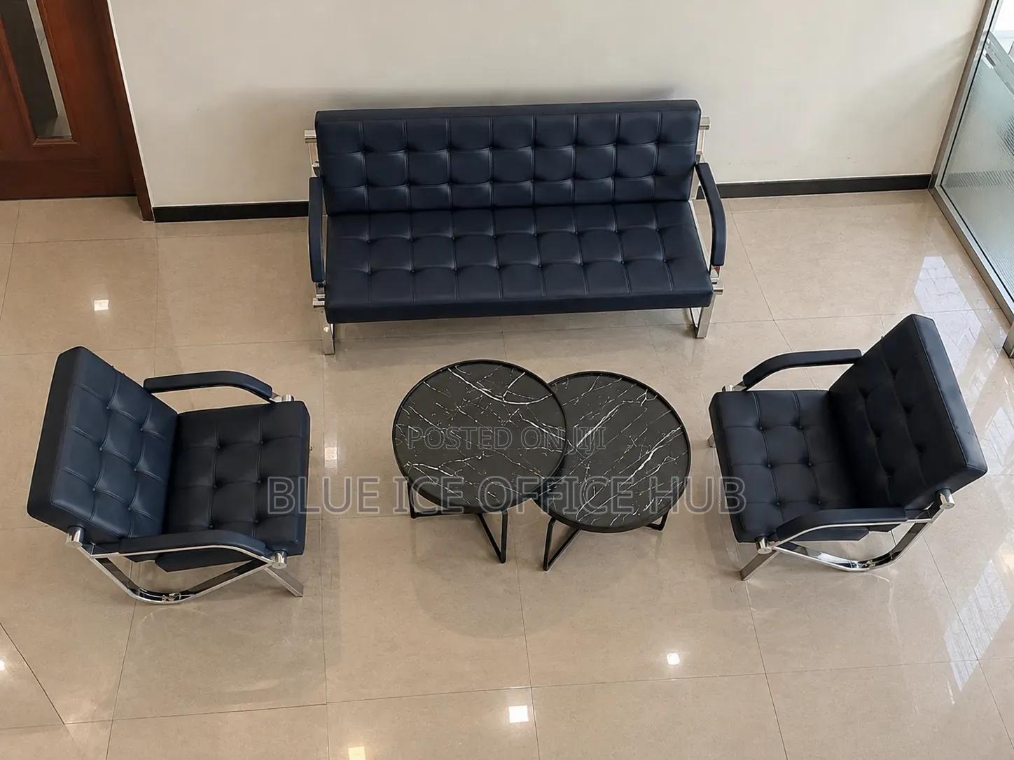 Office Sofa Set With Coffee Tables – Black Reception Furniture