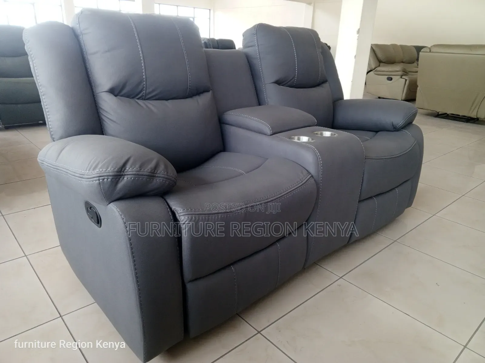 Two Seater Luxurious Recliner Gray Sofa