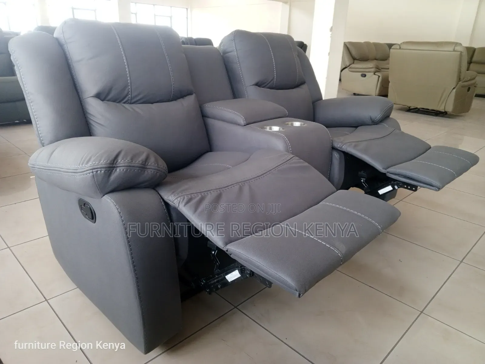 Two Seater Luxurious Recliner Gray Sofa