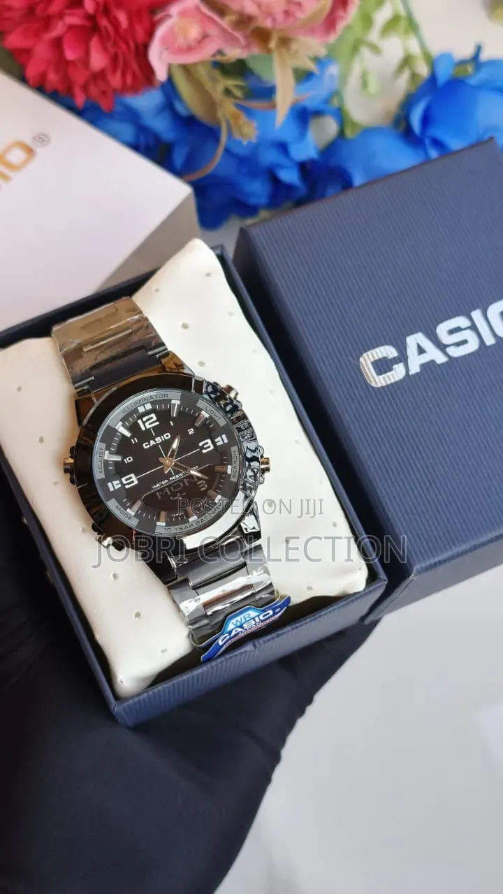 All Black Casio G Shock Dual Display Stainless Steel Watch
