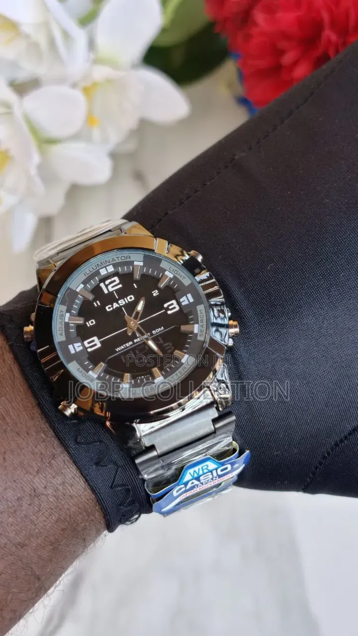 All Black Casio G Shock Dual Display Stainless Steel Watch