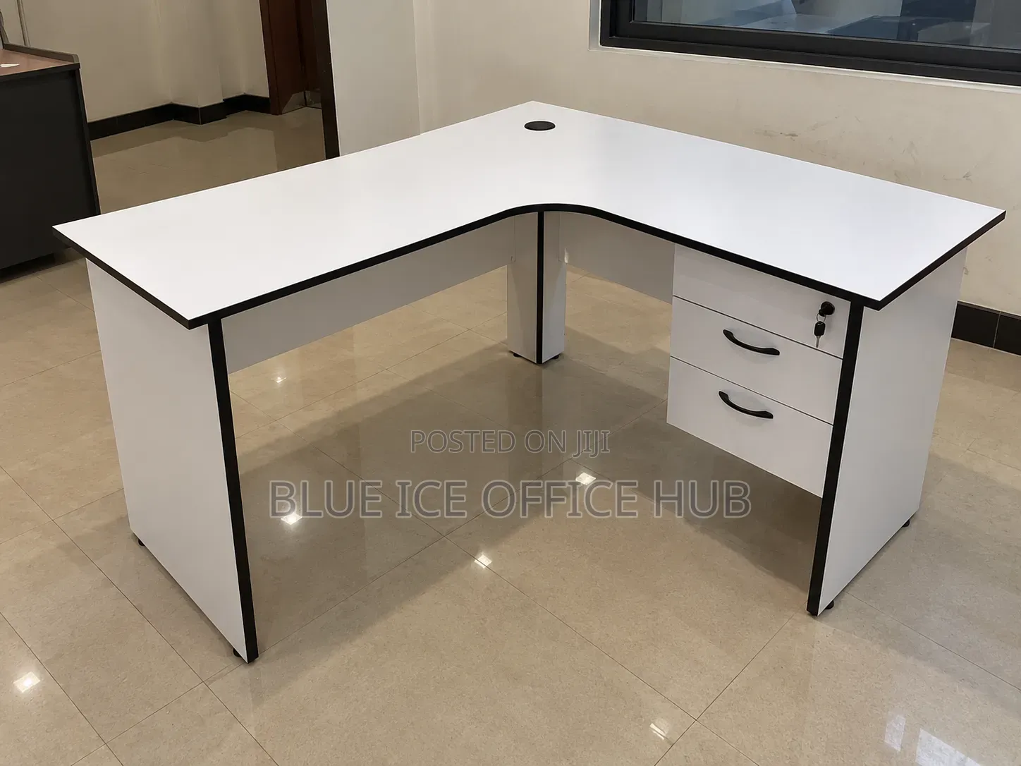 L Shaped Office Desk – White Corner Computer Table With Drawers