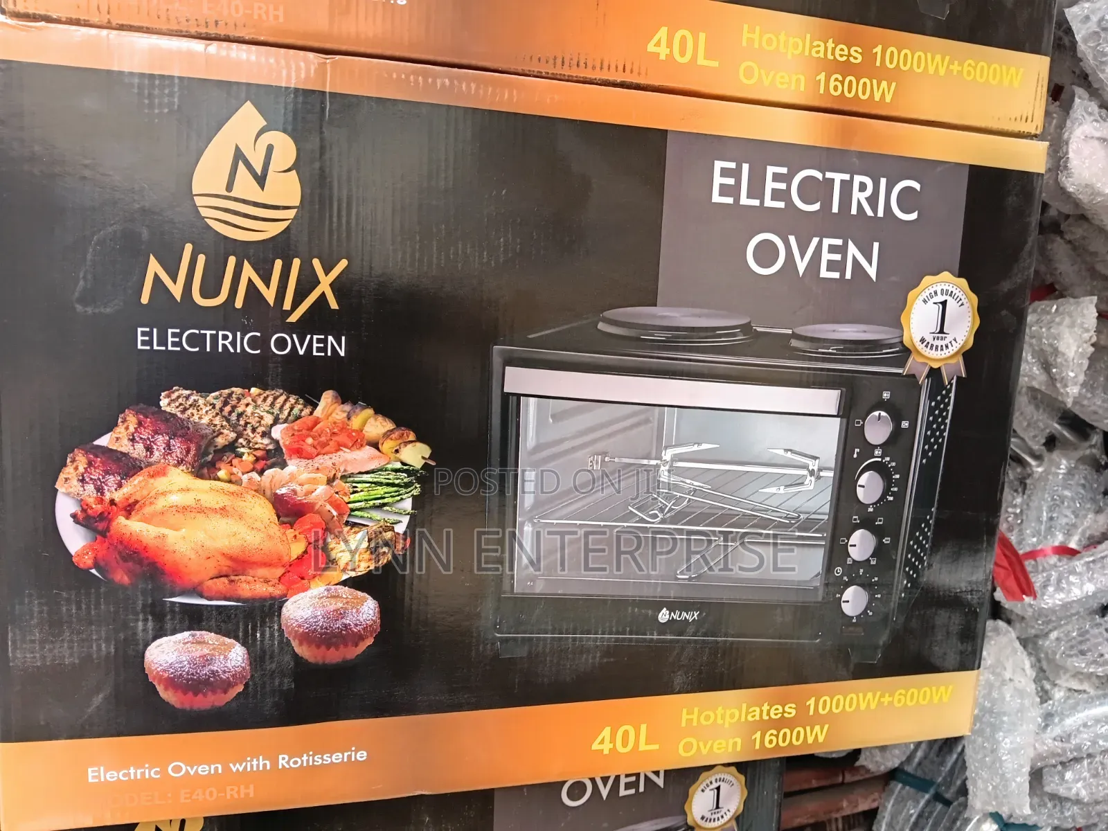 Nunix 4 Knob Settings 40 Litres Rotisserie Oven With Double Hot Plate