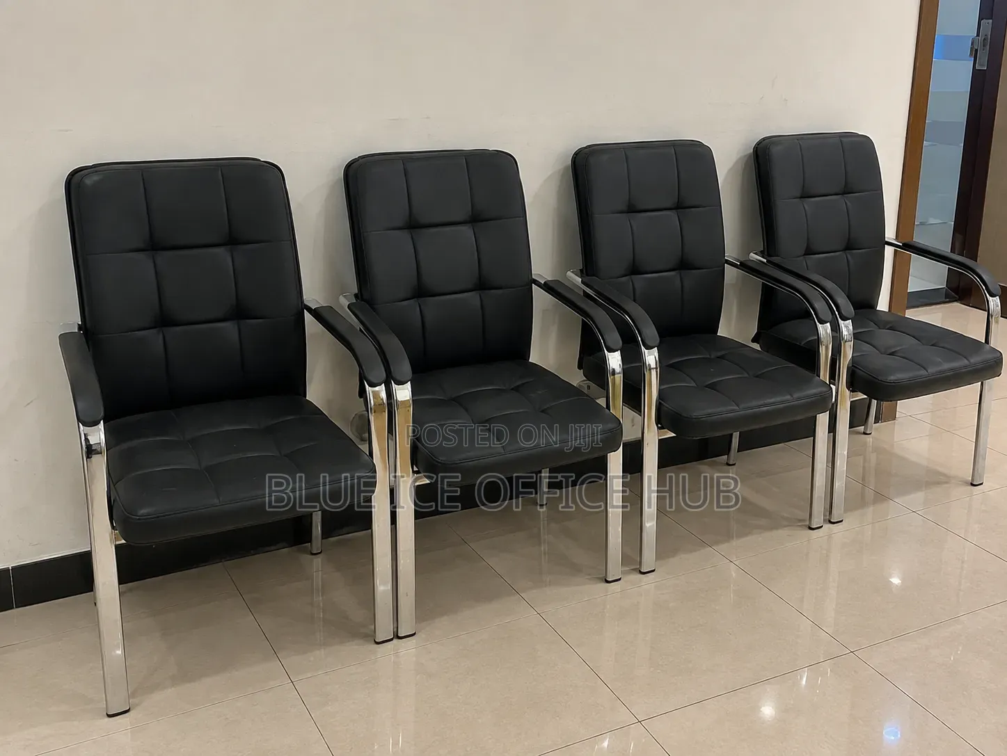 Black Leather Visitor Chair – Office Reception and Meeting Chair