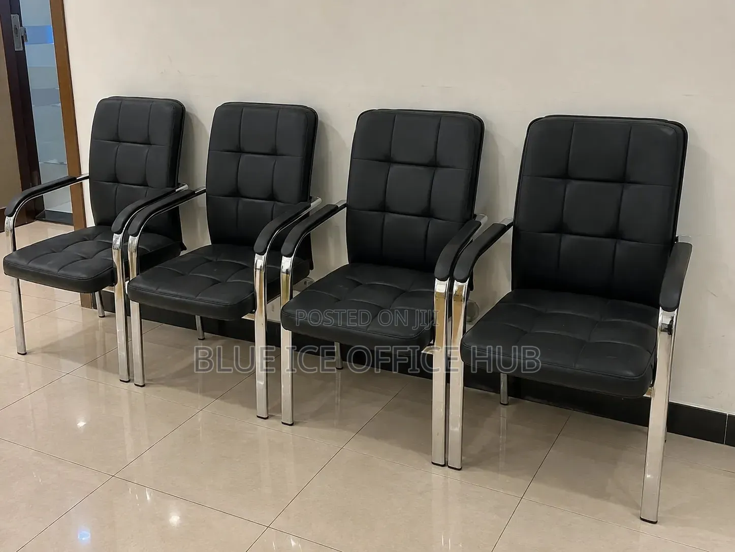 Black Leather Visitor Chair – Office Reception and Meeting Chair