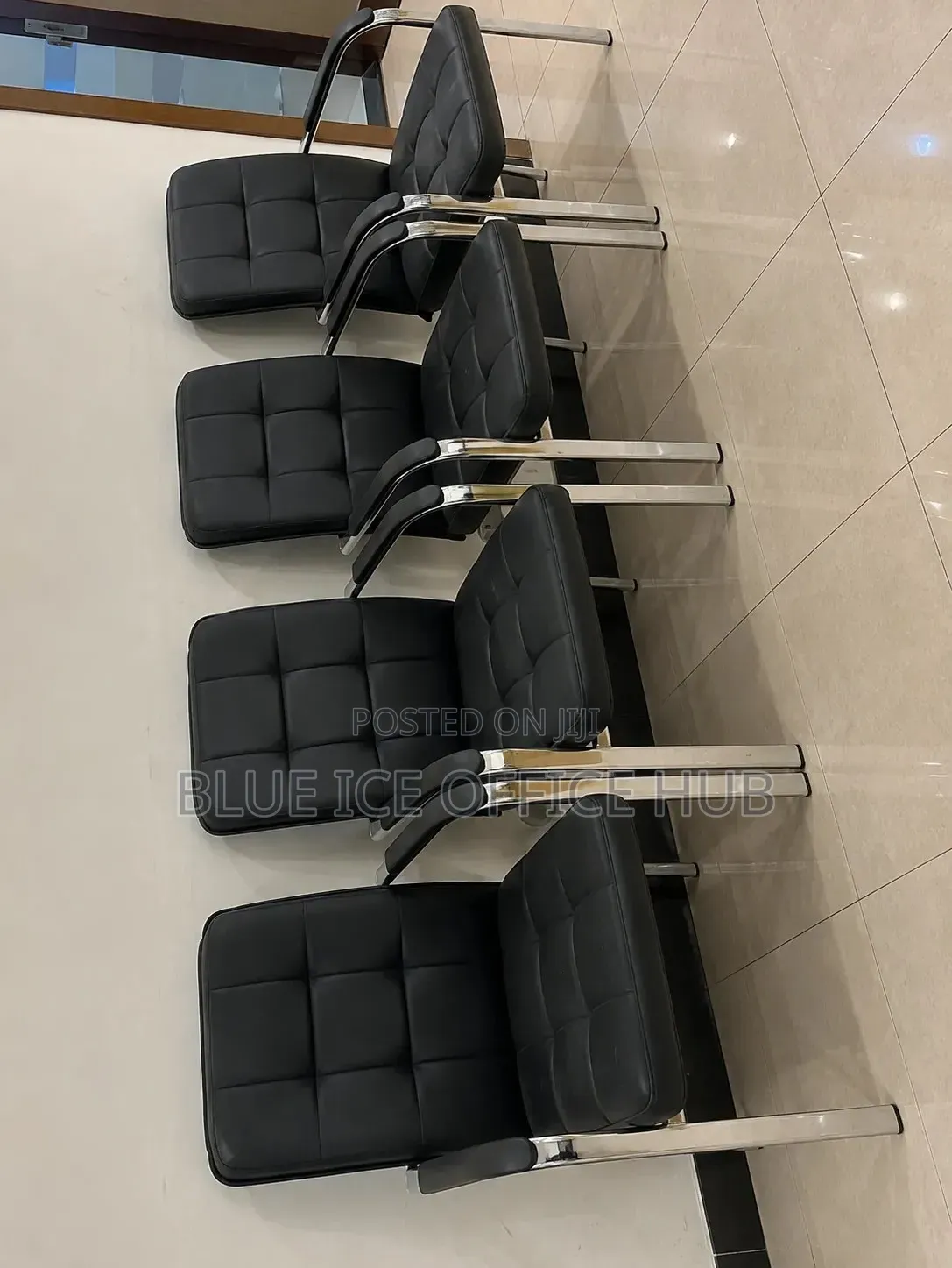 Black Leather Visitor Chair – Office Reception and Meeting Chair