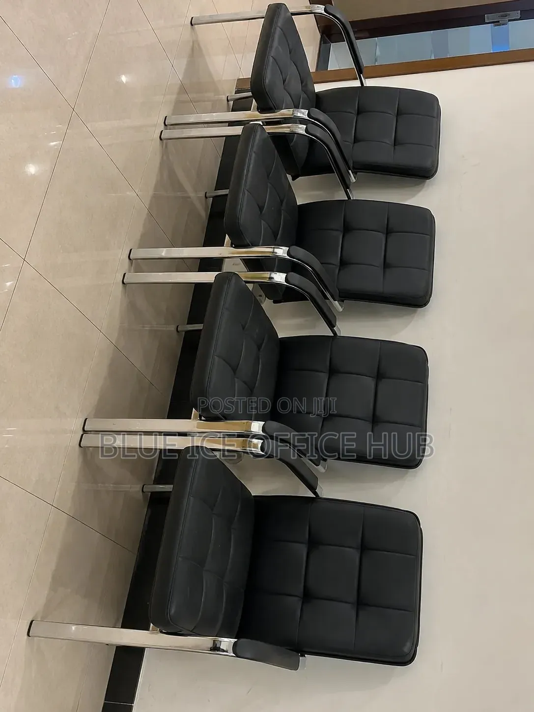 Black Leather Visitor Chair – Office Reception and Meeting Chair