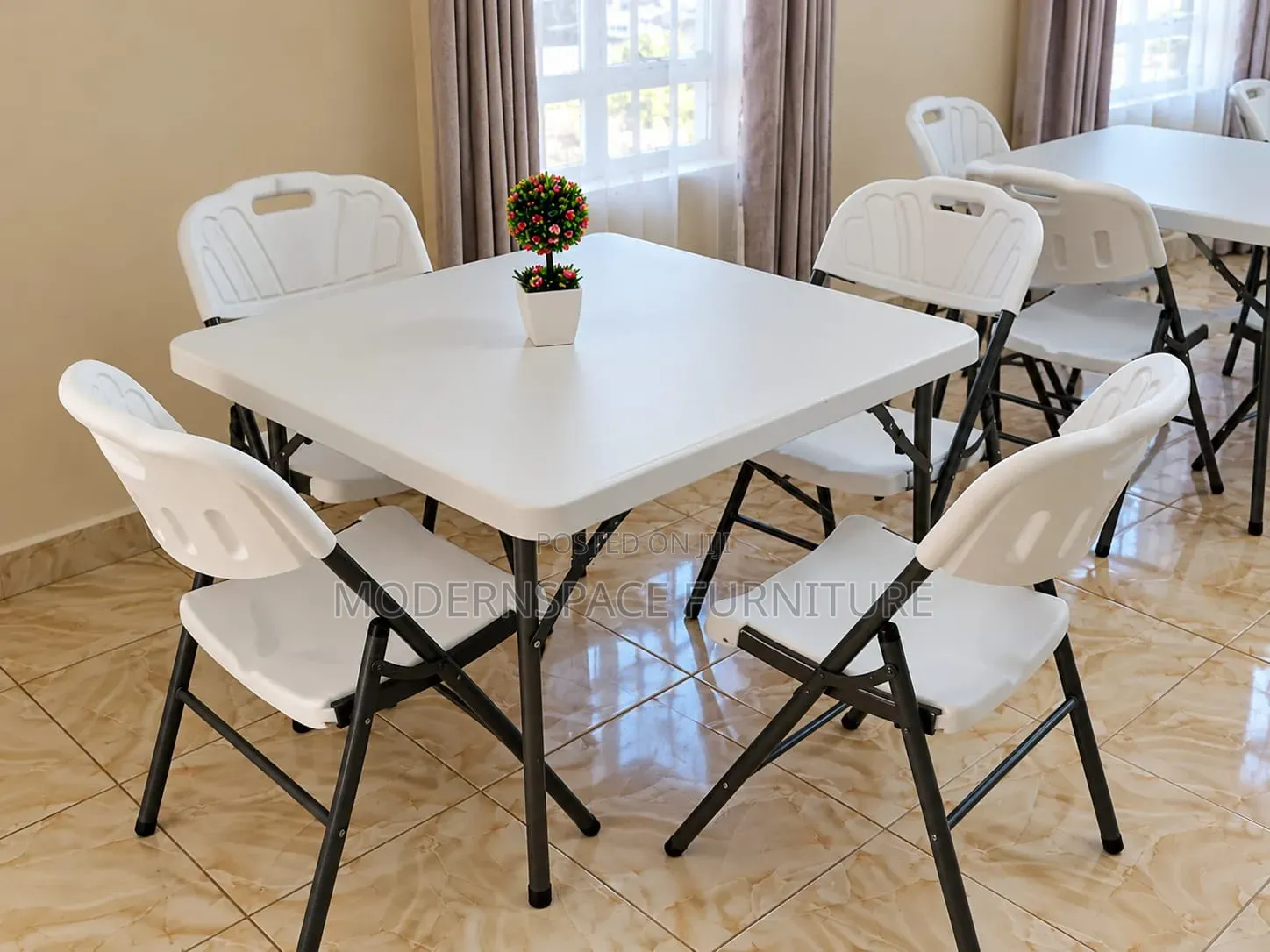 White Folding Tables and Chairs