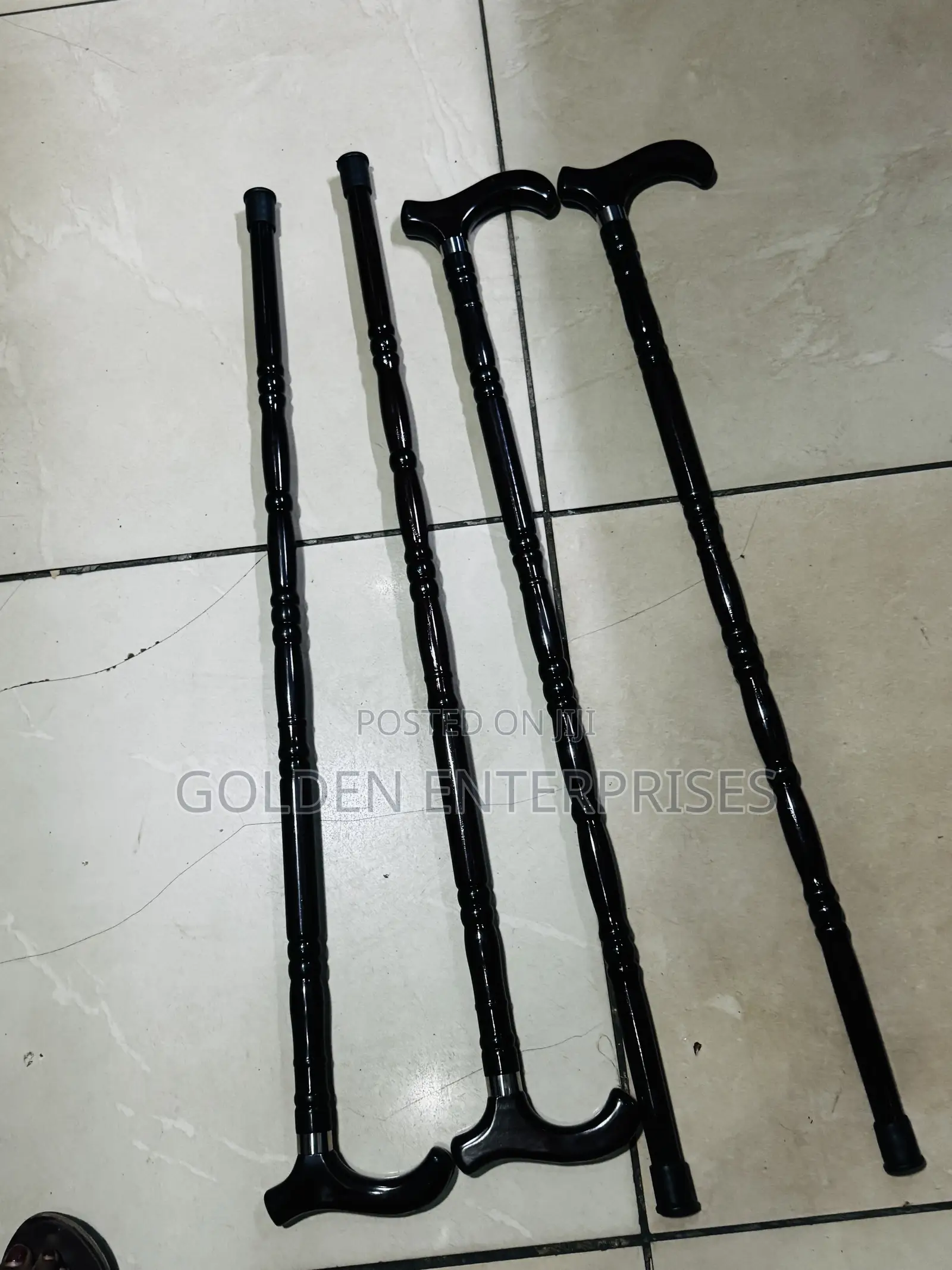 Durable Black Wooden Support Walking Sticks
