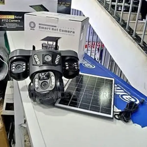 3 Lens V380 Pro Solar CCTV Camera - 4g Triple Lens With Simcard Slot