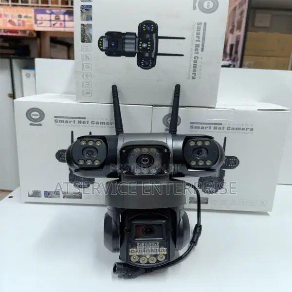 GenuineTriple Lens 4G PTZ Solar CCTV Camera With Three Screens