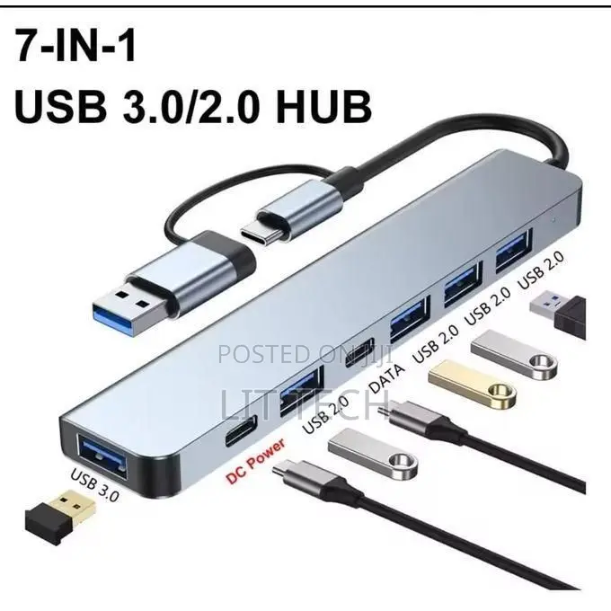 Aluminium 7 IN 1 USB Type C Extender USB Hub