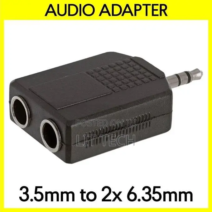 3.5mm to 2x 6.35mm Stereo Splitter 1/4" Plug to Dual 1/8" Jack Adapter