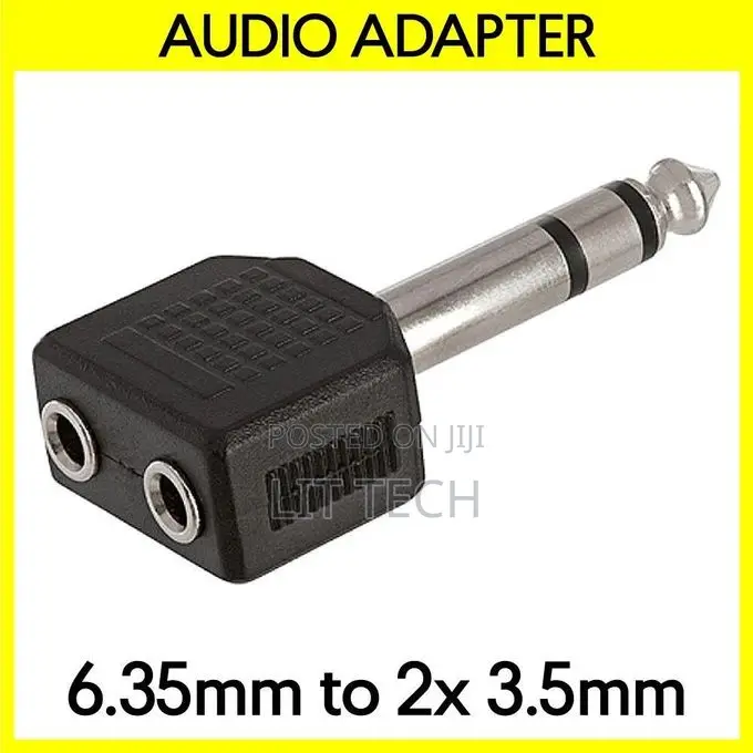 6.35mm Stereo to 2 X 3.5mm Splitter 1/4" Plug to Dual 1/8" Adapter