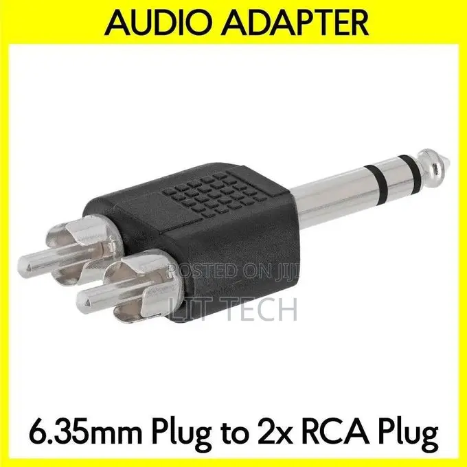 6.35mm Stereo Plug to 2RCA Plug Adapter 1/4" to Two RCA Audio Splitter