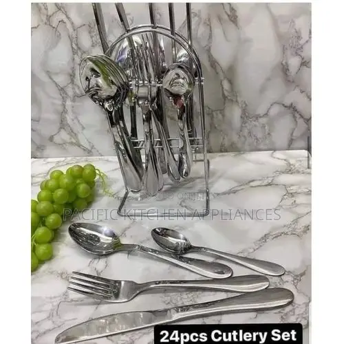 24Pcs Stainless Steel Cutlery Set With Holder for Home Kitchen