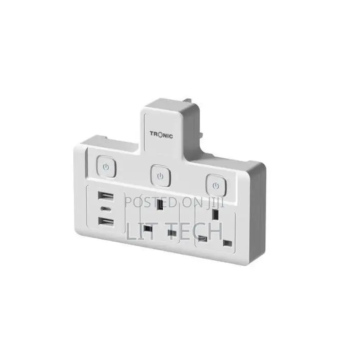 Tronic 13A 3-Gang UK Socket Adaptor With USB & Type-C Ports