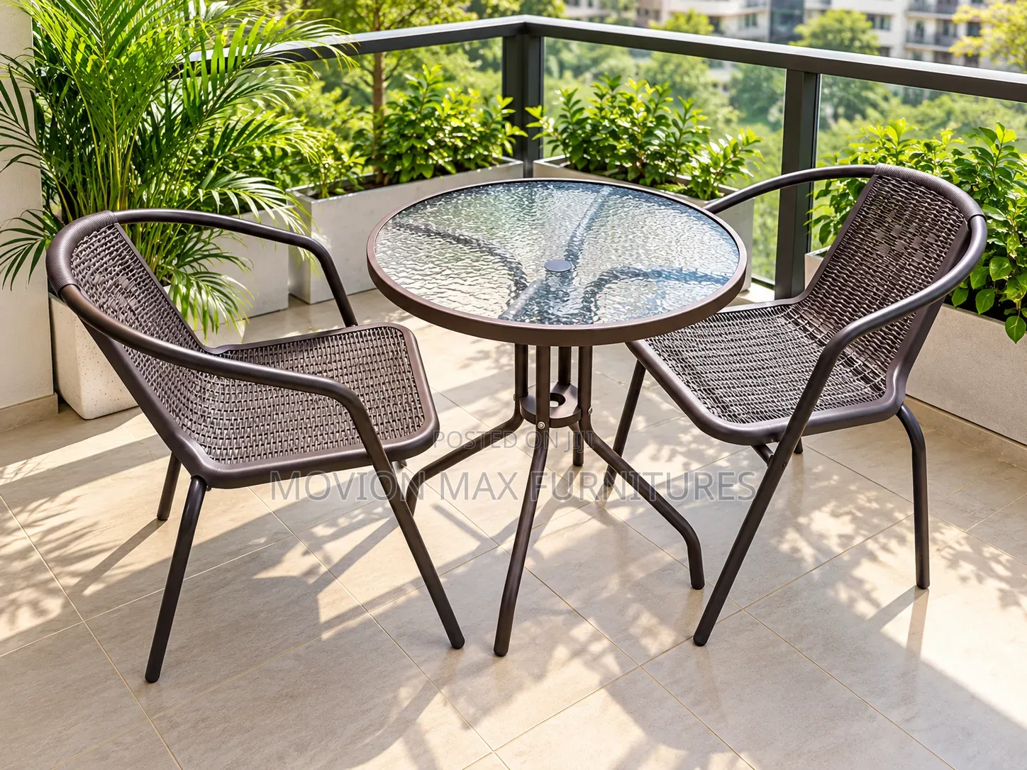 Modern Outdoor Bistro Table and 2 Woven Chairs Set