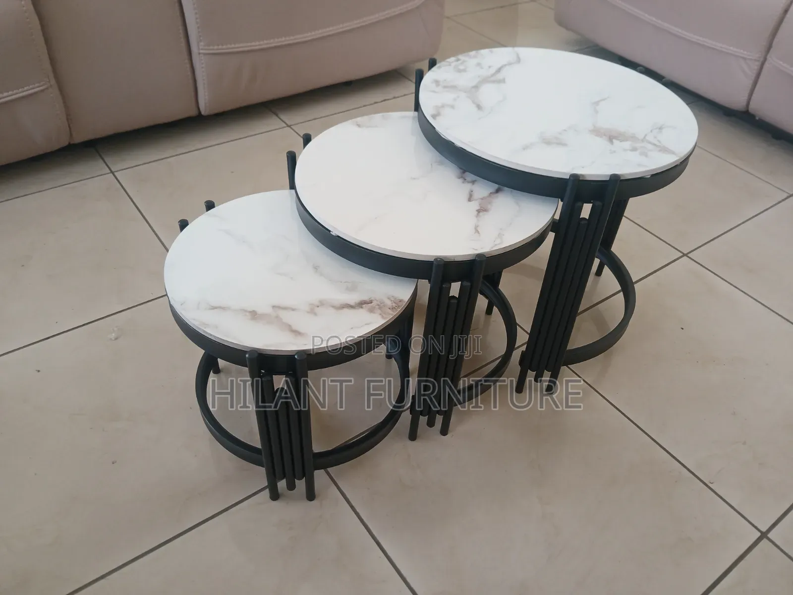 Unique 3 Pieces Marble Nesting Stools