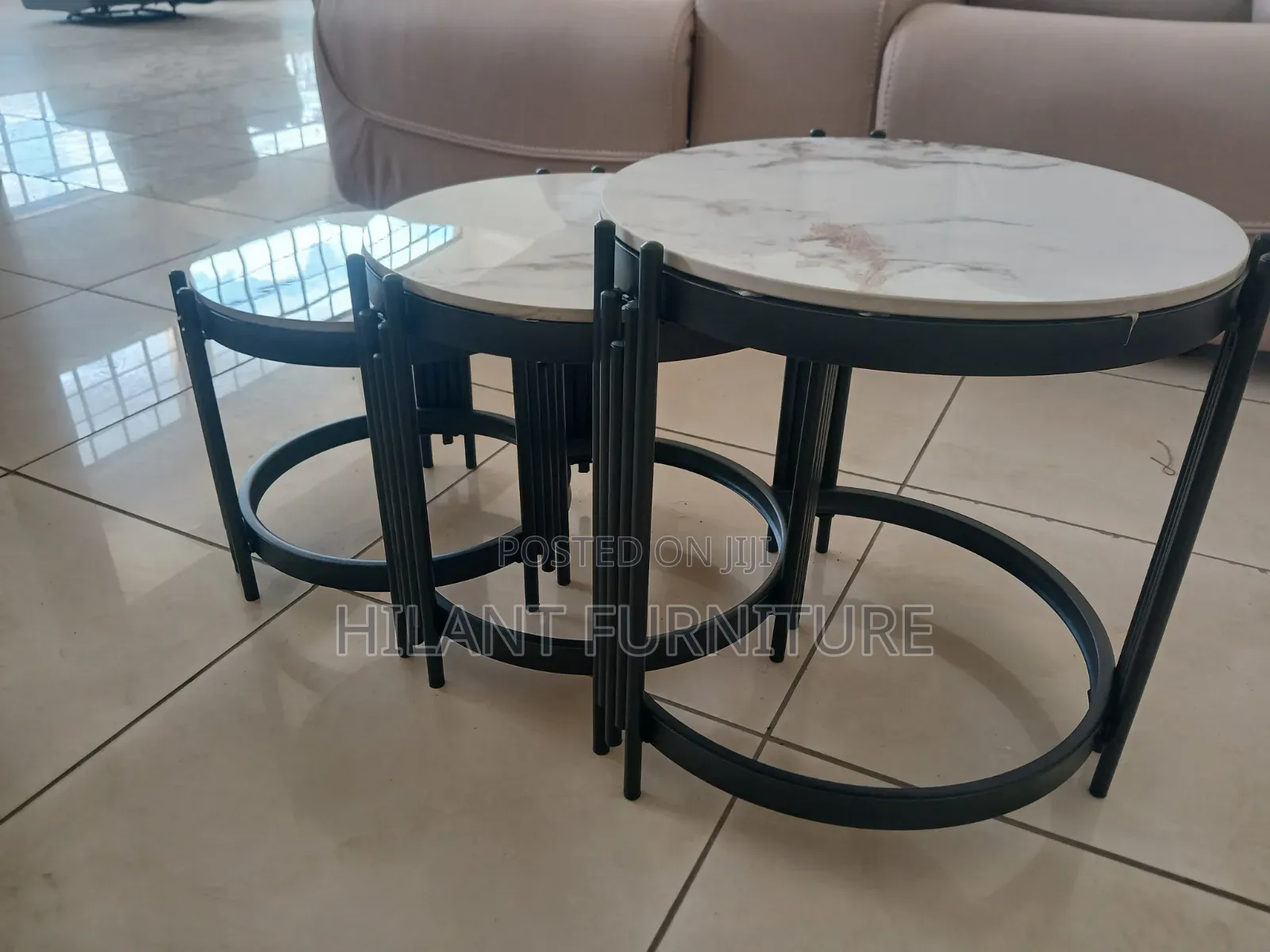 Unique 3 Pieces Marble Nesting Stools