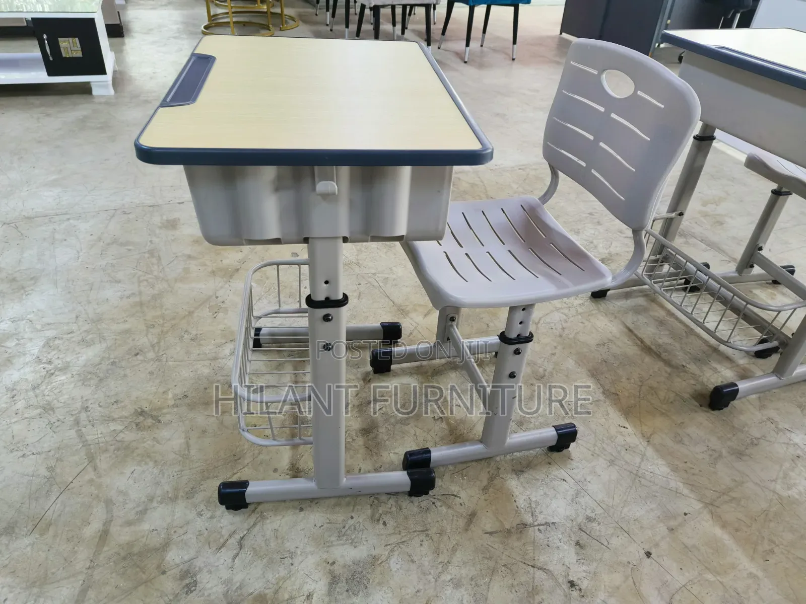 Adjustable Height Grey Kids Study Desk