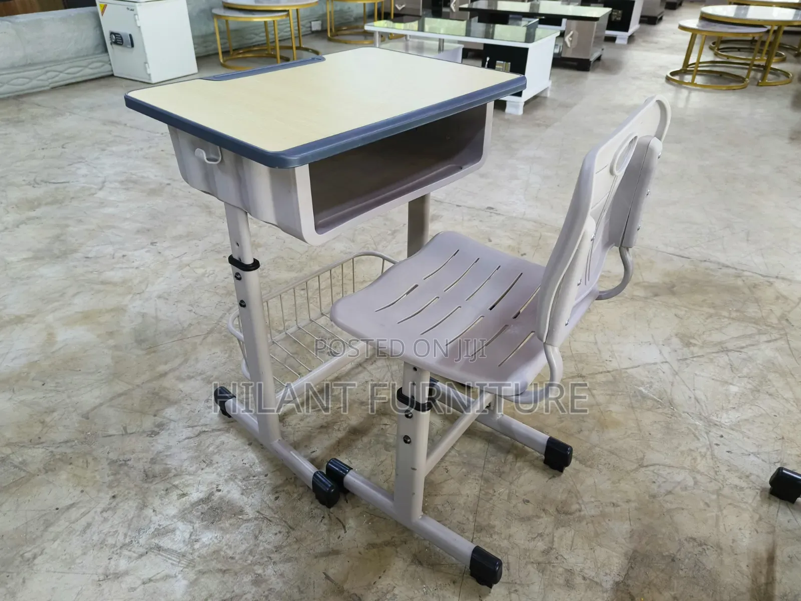 Adjustable Height Grey Kids Study Desk
