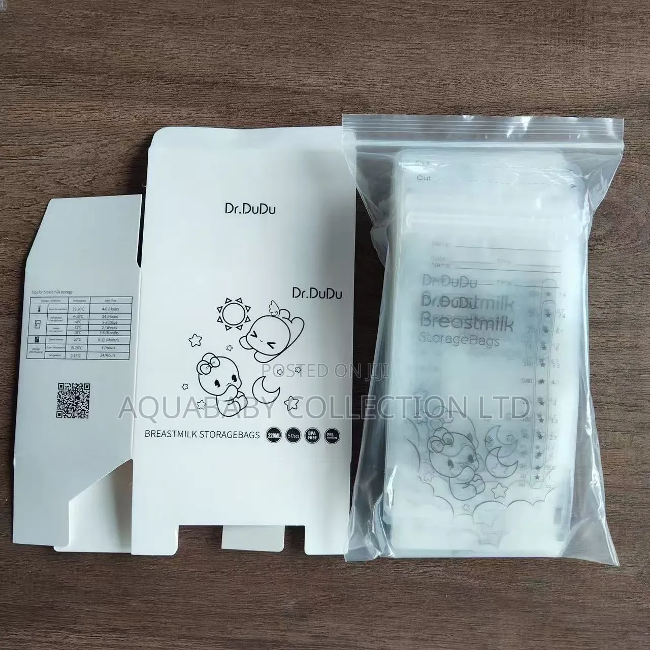Dr. DuDu Breast Milk Storage Bags 220ml – 50 Pieces, BPA-Free