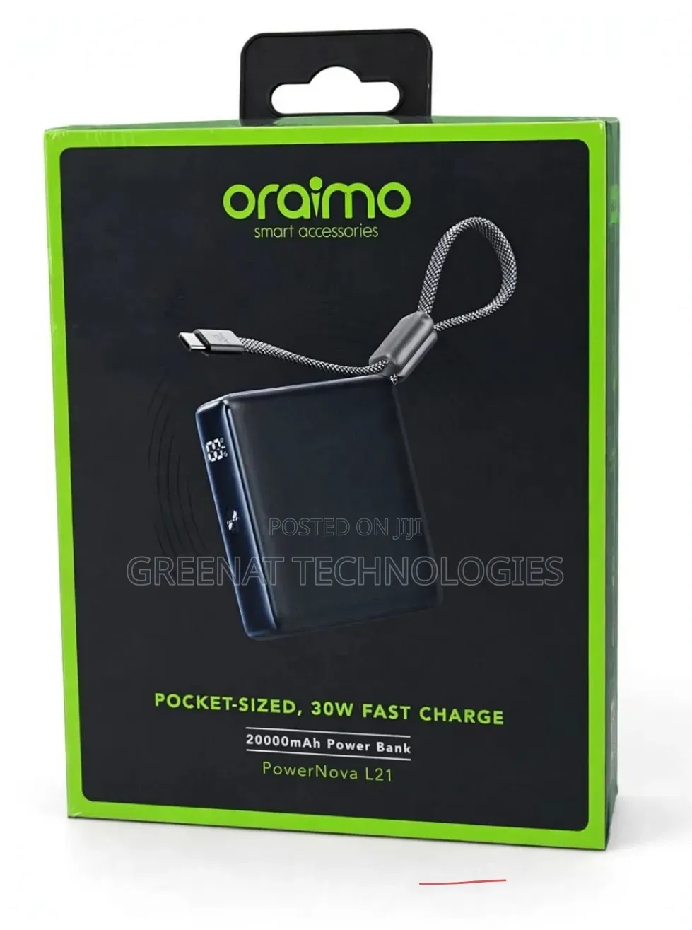 Oraimo PowerNova L21 20000mAh 30W Power Bank Pocket Built-in Cable