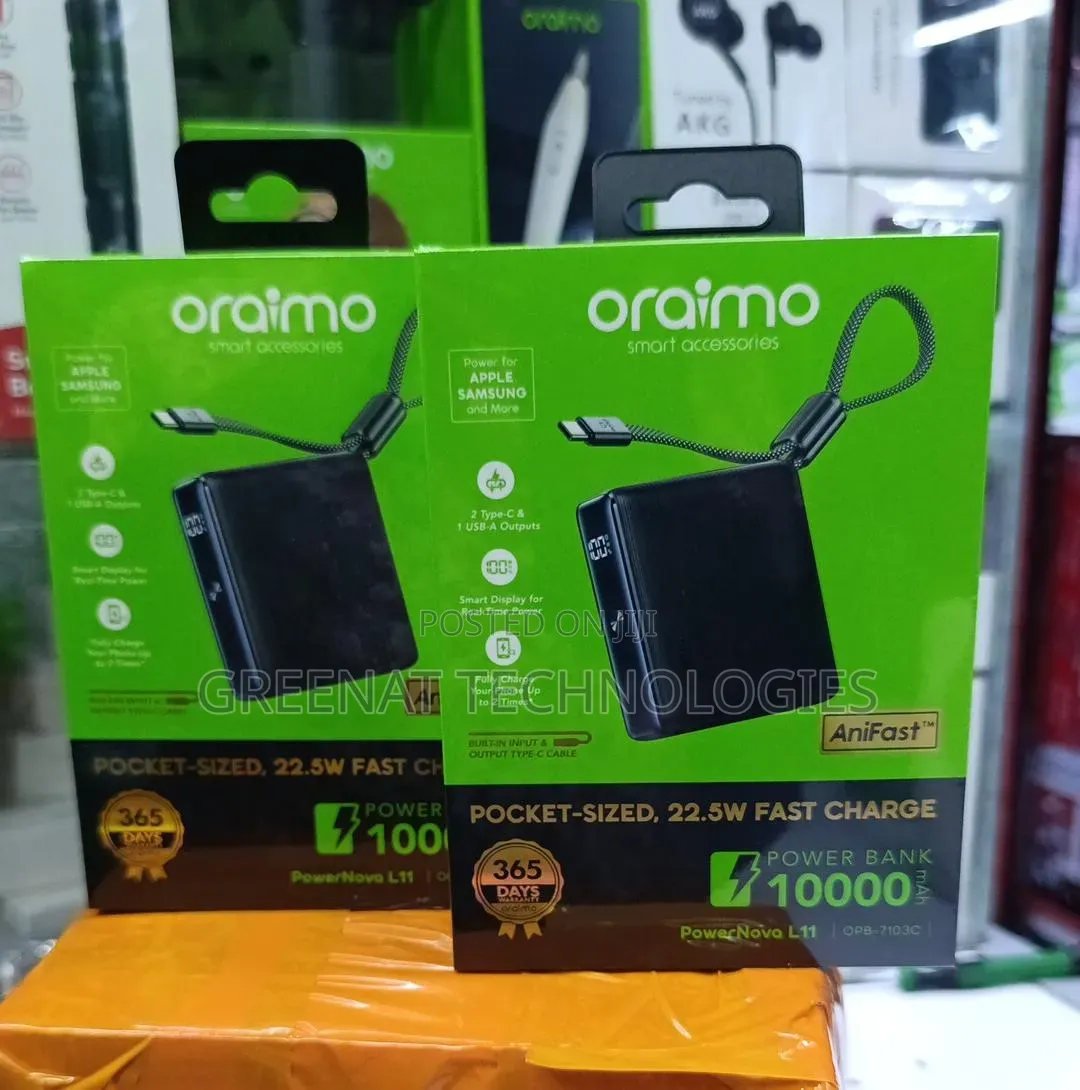 Oraimo PowerNova L11 10000mAh 22.5W Power Bank Built in Cable