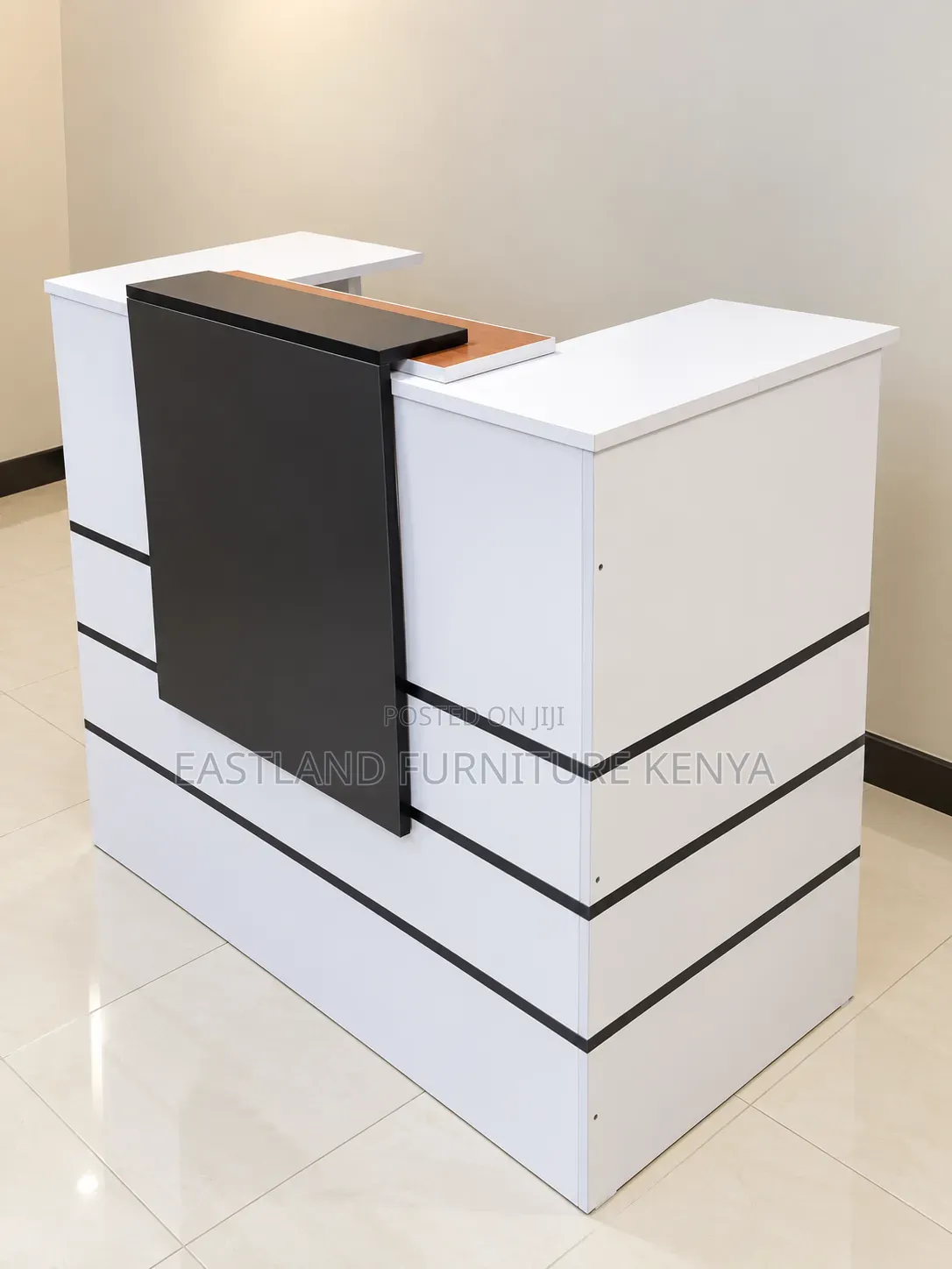 Modern White and Black Reception Counter Desk Stylish Front Desk