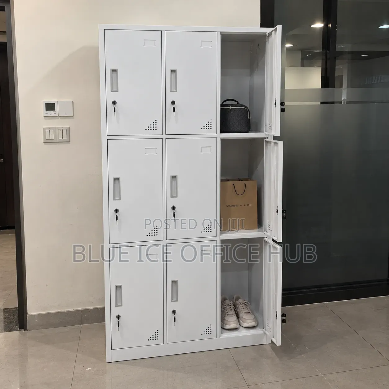 6 Door Metallic Locker Cabinet – White Steel Storage Locker