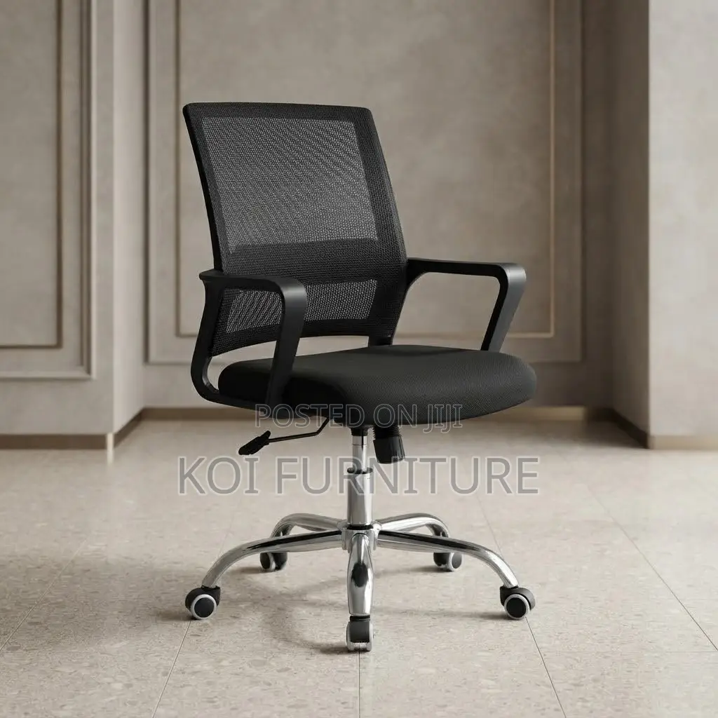 Office Chairs; Clerical Mid Backrest Black Captain Chair