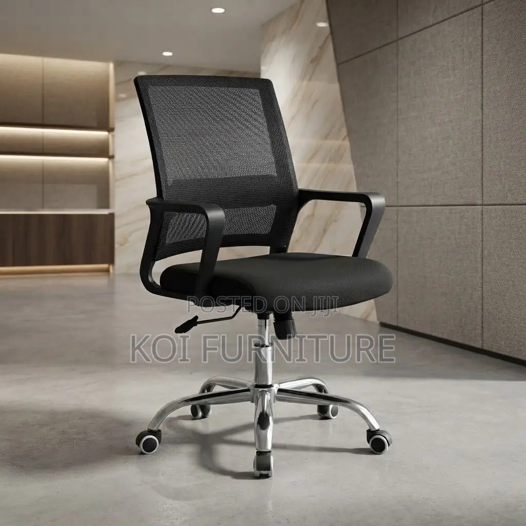 Office Chairs; Clerical Mid Backrest Black Captain Chair