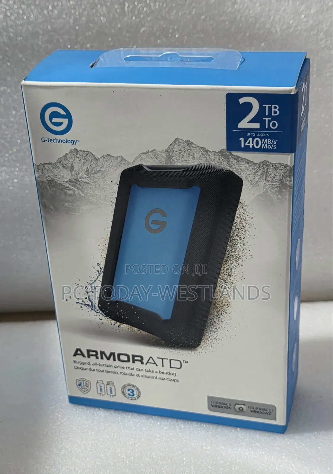 G-Drive 2TB G-Drive ArmorATD USB 3.2 Gen 1 Portable HDD 140mbps