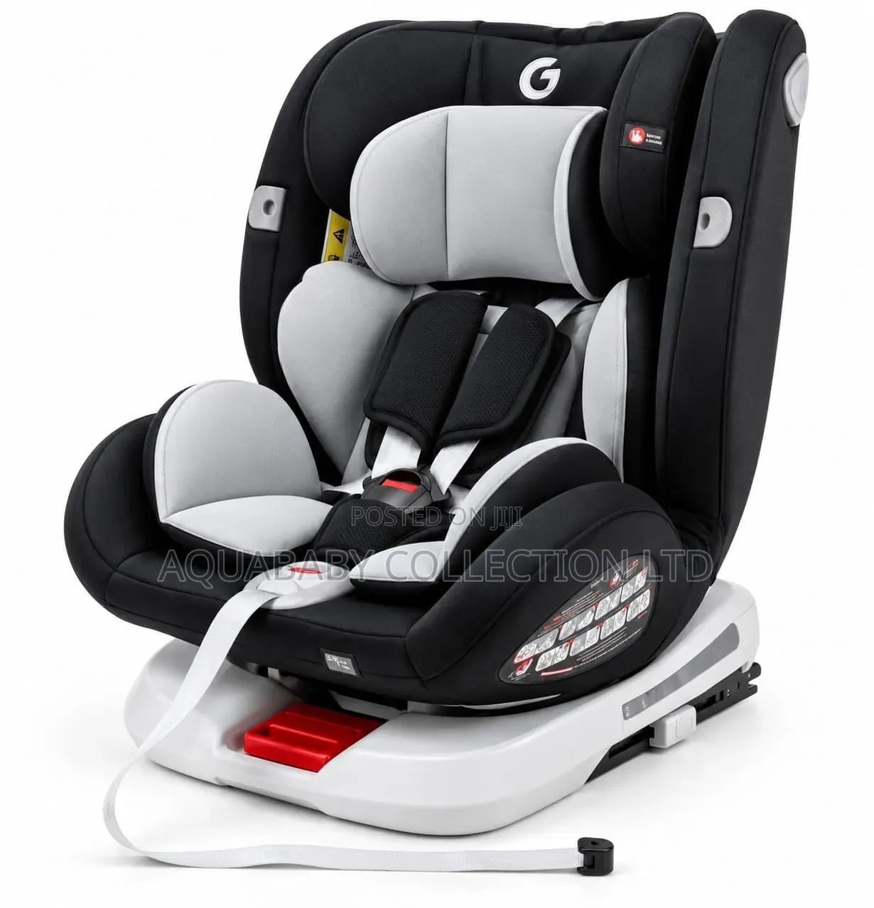 MamaKids 360° Rotating ISOFIX Baby Car Seat 0–36kg – Black & Grey