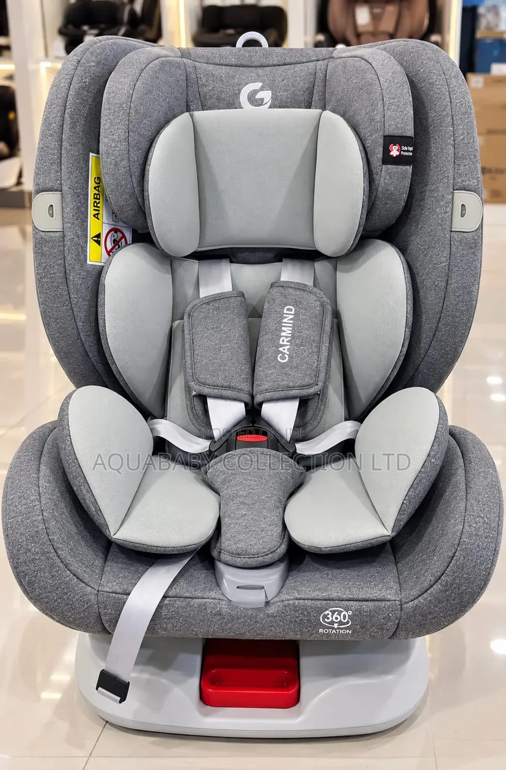 MamaKids 360° Rotating ISOFIX Baby Car Seat 0–36kg – Black & Grey